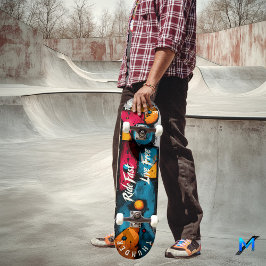 Djärv geometrisk Pop Art - Åk fort, Lev fritt Mini Skateboard Bräda 18,5 Cm