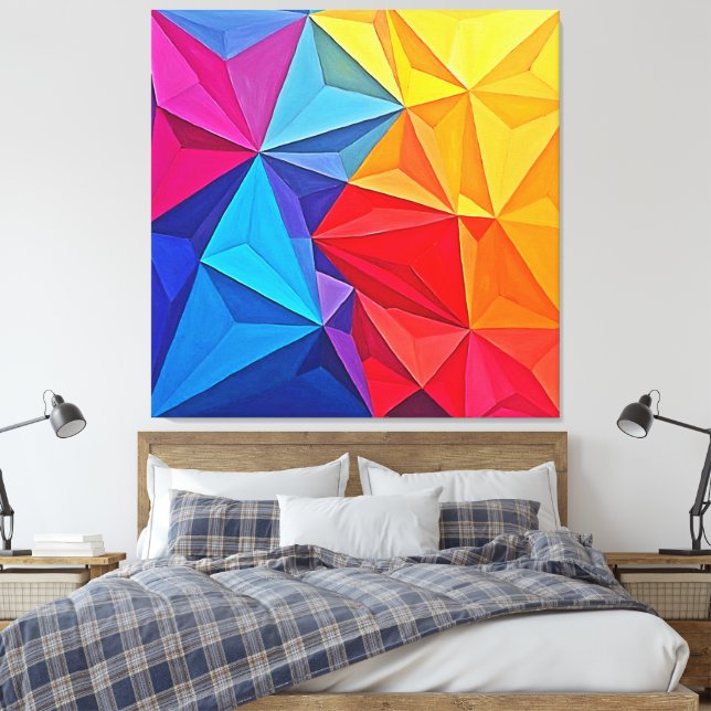 Djärv geometrisk prismatisk abstrakt konst canvastryck (Insitu (sovrum))