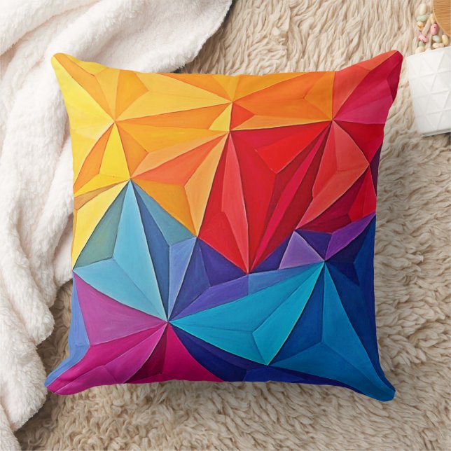 Djärv geometrisk prismatisk abstrakt konst kudde (Filt)