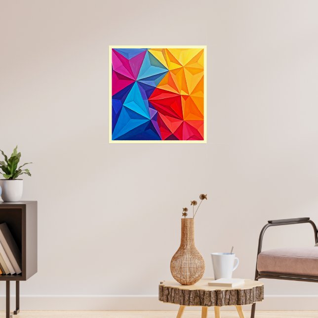 Djärv geometrisk prismatisk abstrakt konst poster (Vardagsrum 3)