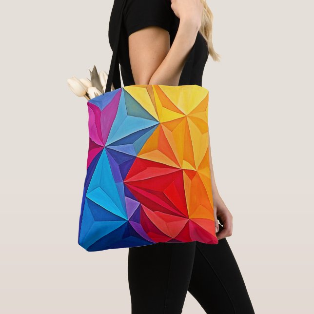 Djärv geometrisk prismatisk abstrakt konst tygkasse (Närbild)