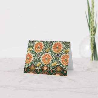 Djärv grönt- & orangeblommigt Notecard Kort