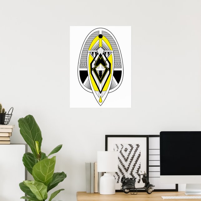Djärv gul och svart geometrisk Art Deco-design Poster (Hemmakontoret)