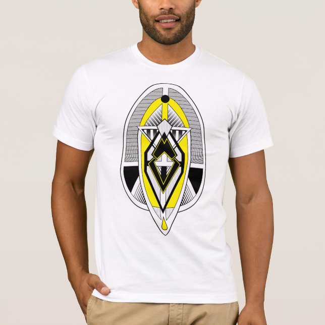 Djärv gul och svart geometrisk Art Deco-design T Shirt (Framsida)