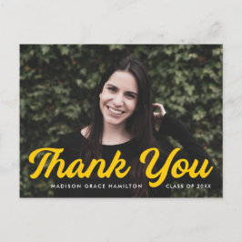 Djärv gul skript Foto Tacksamhetskort för examen Vykort