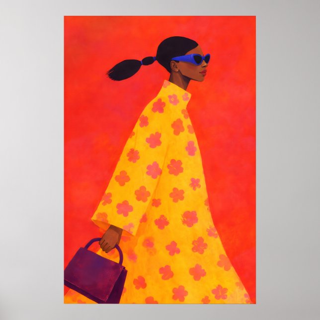 Djärv kvinna affisch, Färgrik modern illustration Poster (Framsidan)