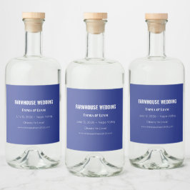 Djärv Minimal Bröllopsinbjudan i Djupblå Spritflaskor Etikett