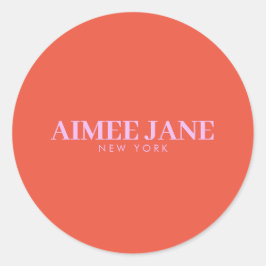 Djärv minimalistisk lyxig boutique orange/rosa runt klistermärke