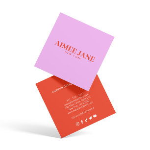 Djärv minimalistisk lyxig boutique rosa/orange fyrkantigt visitkort