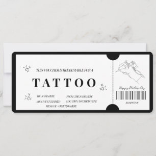 Djärv Minimalistisk Tattoo Voucher inbjudan