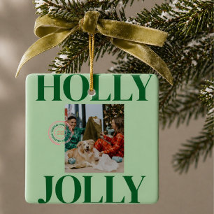 Djärv modern familjefoto Söt stämpel julkort Julgransprydnad Keramik
