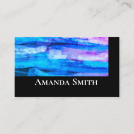 djärv modern konstnärlig vattenfärgsblå och lila visitkort