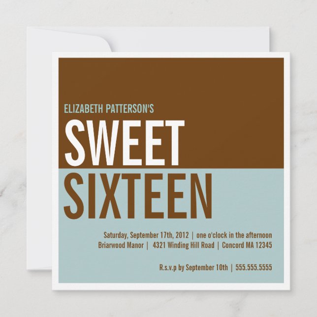 Djärv modern kricka & brun sweet sixteeninbjudan inbjudningar (Framsida)