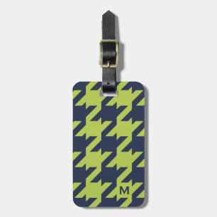 Djärv modern maringrönthoundstooth med monogramen bagagebricka