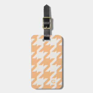 Djärv modern orange houndstooth med monogramen bagagebricka