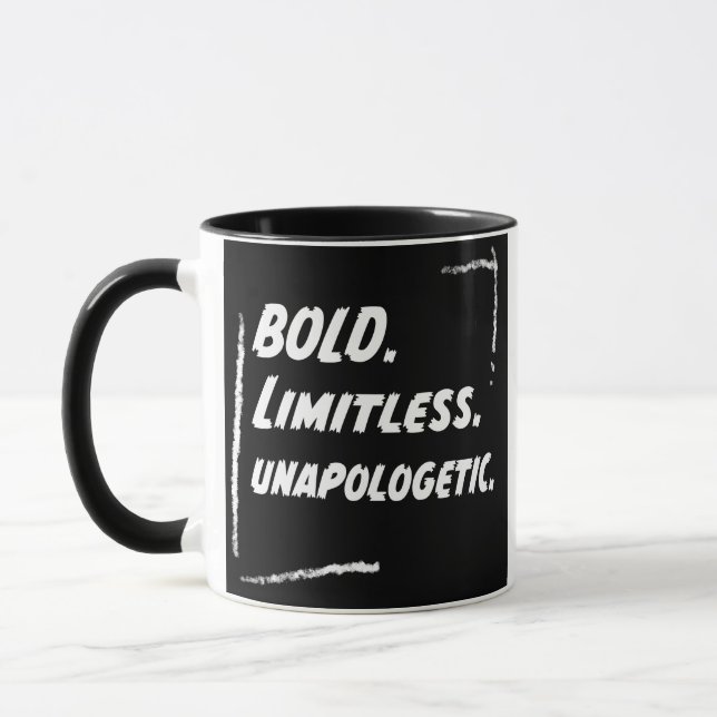 Djärv & Obegränsad  osäkrad Svart & Vit Mugg (Vänster)