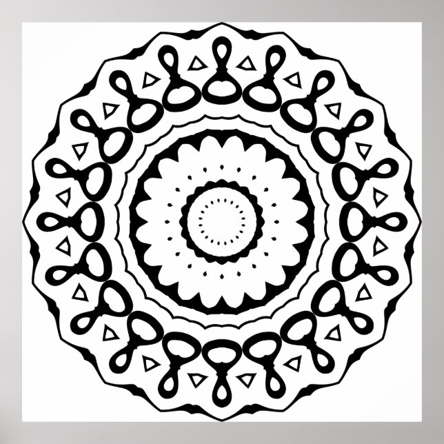 Djärv Ögla Motiv Mandala med Taggiga Kanter Poster (Framsidan)
