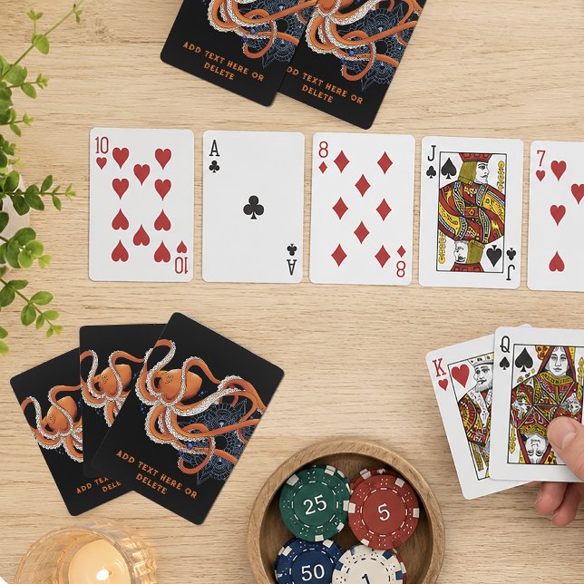 Djärv Orange Hypnotiserande Bläckfisk Mandala  Casinokort (Skapare uppladdad)
