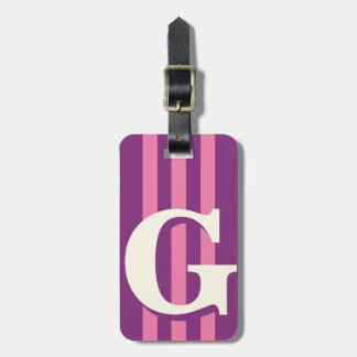 Djärv Personlig Initial, Lila och Rosa Rand Bagagebricka