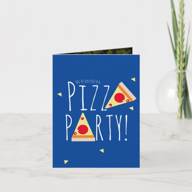 Djärv Pizza Födelsedagsfest Restaurang Vikt Foto Inbjudan (Framsida)