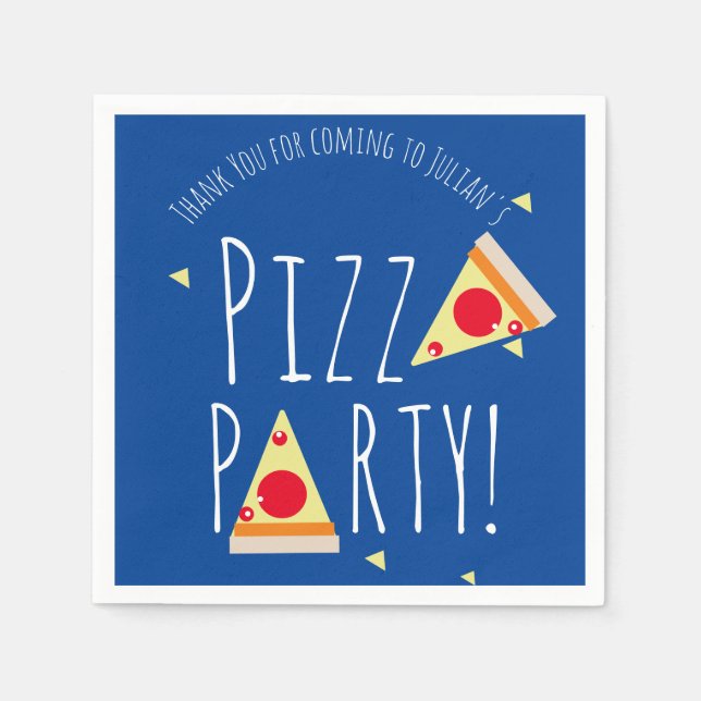 Djärv Pizzafödelsedagsfest Restaurang  Blå  Pappersservett (Framsidan)