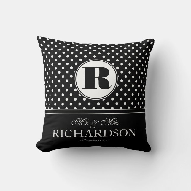 Djärv polka dots Herr och Fru nygift Kudde (Framsida)