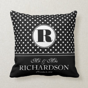 Djärv polka dots Herr och Fru nygift Kudde