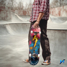 Djärv Pop Art-blixt - Elektrisk Graffiti-stil Mini Skateboard Bräda 18,5 Cm