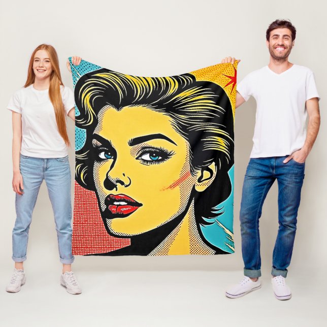 Djärv Pop Art Kvinna Definierad Fleecefilt (På plats)
