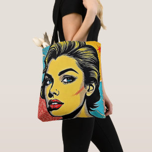 Djärv Pop Art Kvinna Definierad Tygkasse