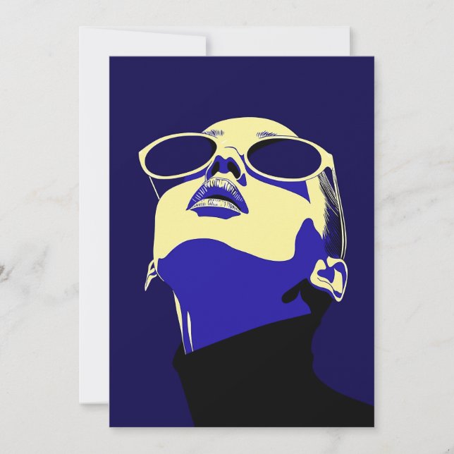 Djärv Pop Art Kvinna med Solglasögon Inbjudningar (Framsida)