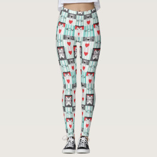 Djärv Pop Art-Mamma med Retro Hjärtan & Ränder Leggings