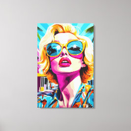Djärv Pop Art Porträtt av Glamorös Kvinna Canvastryck