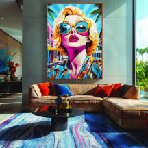 Djärv Pop Art Porträtt av Glamorös Kvinna