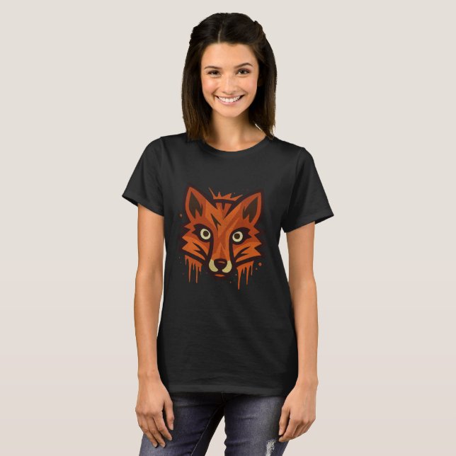 Djärv rävillustration – Modern konstnärlig rävdesi T Shirt (Hel framsida)