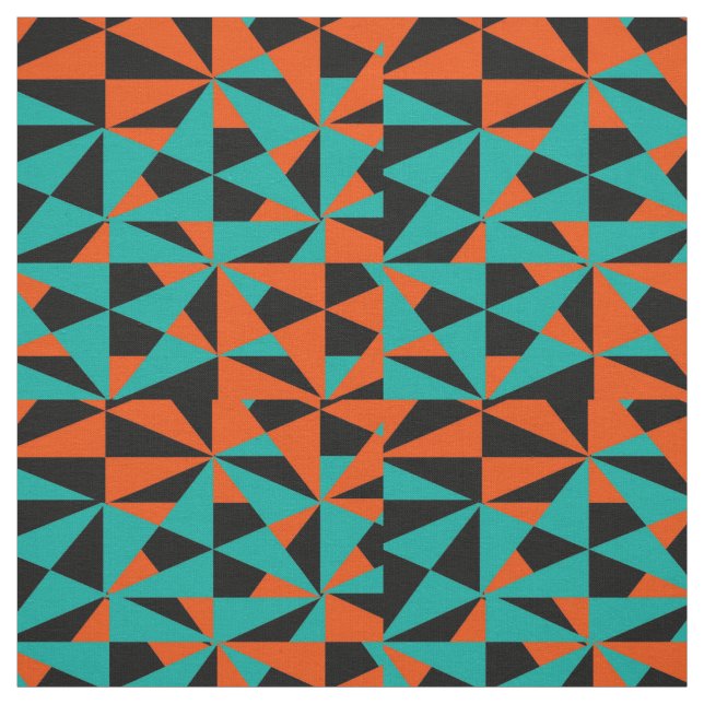 Djärv Retro geometrisk orange krickasvartblandning Tyg (Provkarta)