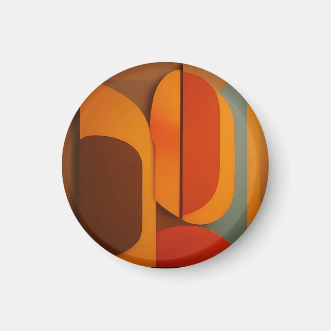Djärv Retro Orange Midcentury Abstrakt  Magnet (Framsidan)