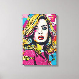Djärv Retro Pop Art Porträtt Canvastryck