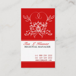 Djärv röd blom- blomma för teckningvitlotusblomma visitkort