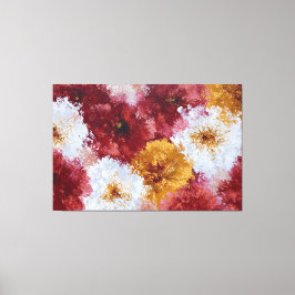Djärv röd och gul blomsterabstrakt väggkonst canvastryck