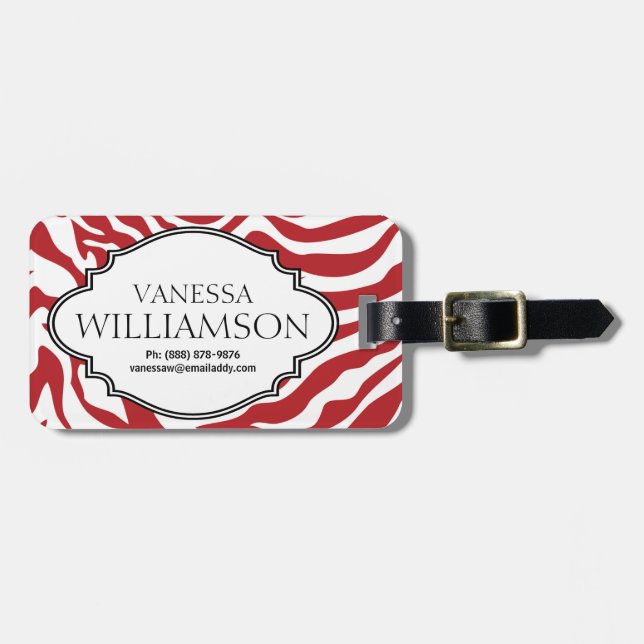 Djärv RÖD personlig för sebrarandmönster Bagagebricka (Horisontell Framsida)
