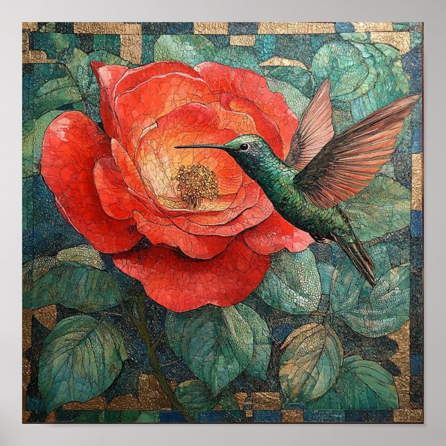 Djärv Ros Botanisk Väggdekoration  Barnkammardekor Poster (Framsidan)