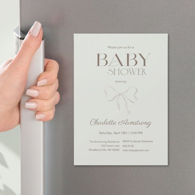 Djärv, Safirgrön Chic Bow Baby Shower Magnet (Deep Sage Green Chic Bow Baby Shower Magnet ©Susanne Sachers - Sunny Mind 🌞)