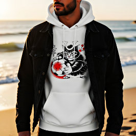 Djärv Samuraj Katt Fotboll - Stilig Kawaii Fan Pry Hoodie
