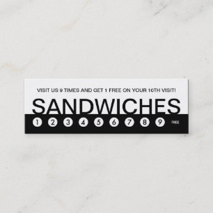 djärv SANDWICHES-kundlojalitet Lojalitetskort