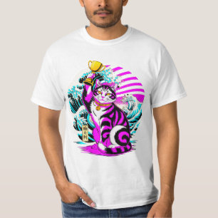 Djärv Seger Katt Pop Art Stil för Spelare, Katt fa T Shirt