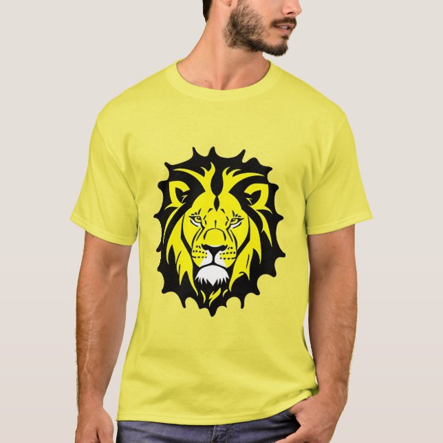 Djärv seriefigur lejonhuvud illustration t shirt (Framsida)