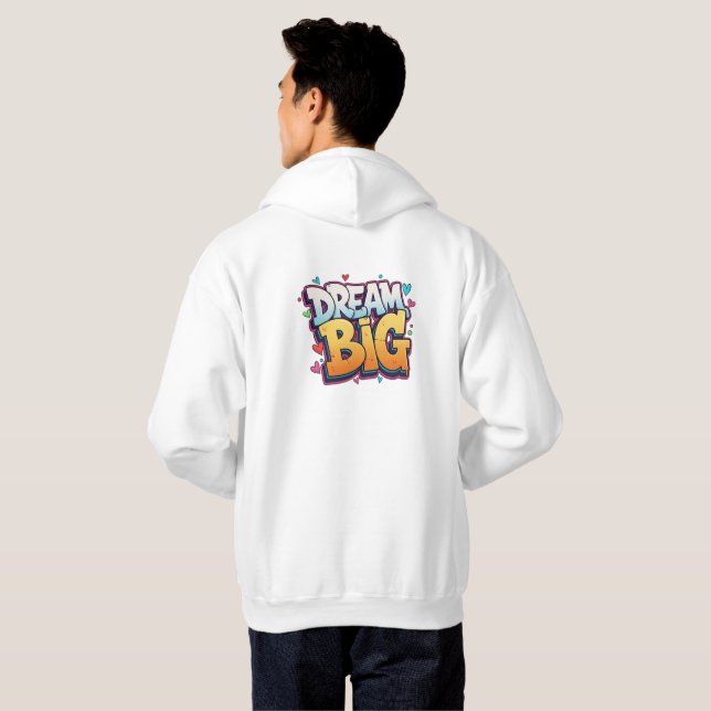 Djärv seriefigur Pop Art Graffiti – "Dröm Stort" 3 Hoodie (Hel baksida)