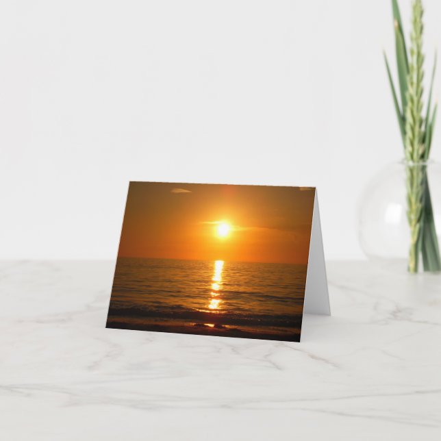 djärv solnedgång på havsnärtaren tack kort (Framsida)