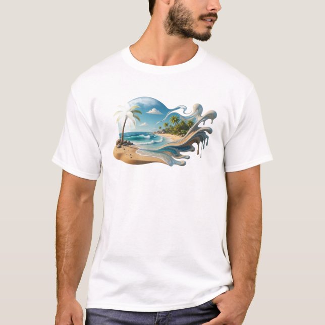 Djärv strand abstrakt modeprint t shirt (Framsida)